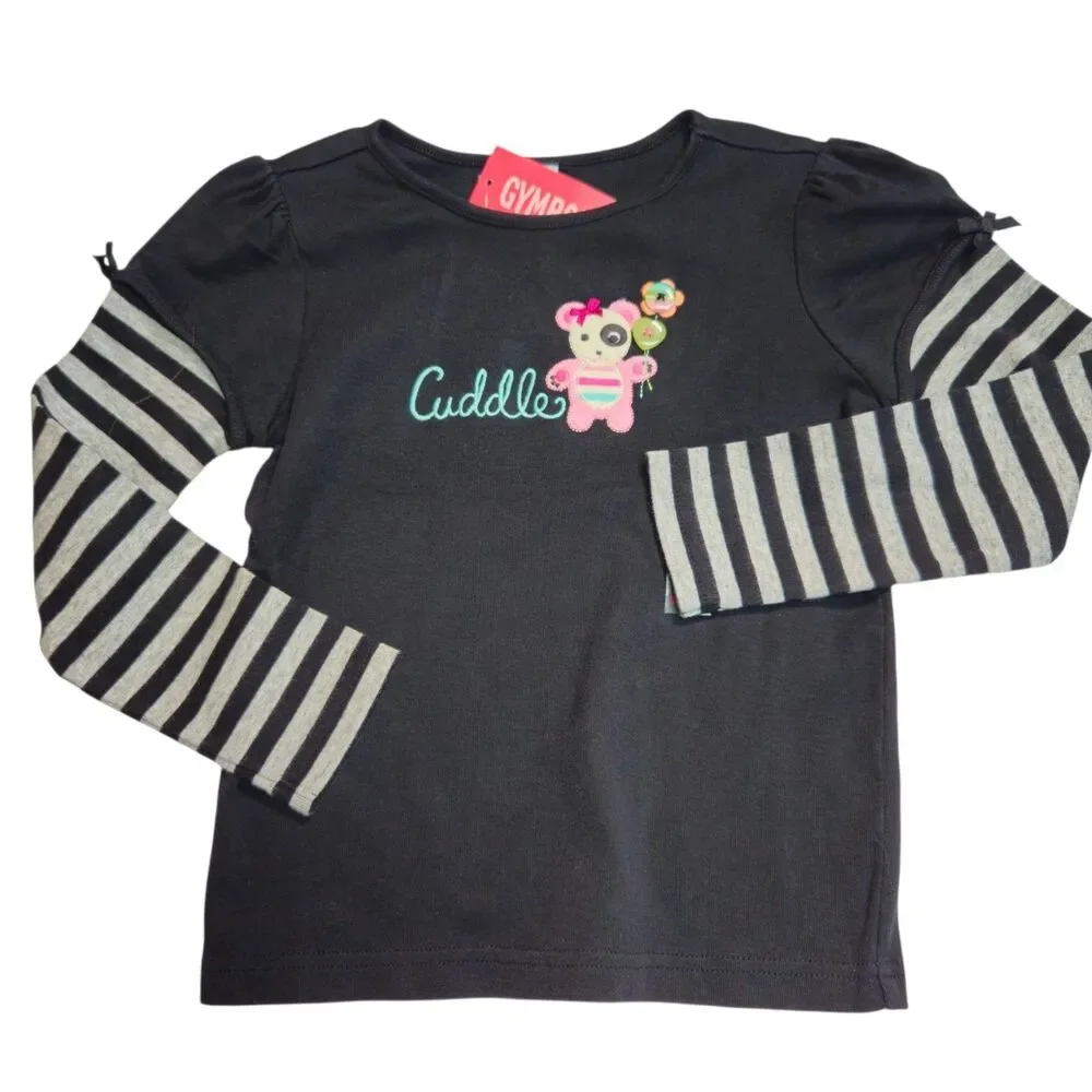 Gymboree Imaginary Friends Black Panda Cuddle Tee Size 5 Long Sleeved New w/ Tag